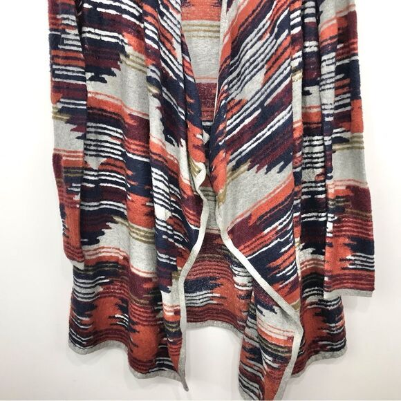 Lucky Brand Gray Orange Blue Southwest Tribal Pattern Waterfall Cardigan - Picture 4 of 12